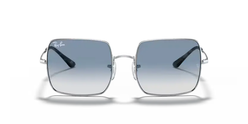 Ray-Ban Square Sunglasses Silver with Clear Gradient Blue Lens RB1971 91493F