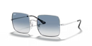 Ray-Ban Square Sunglasses Silver with Clear Gradient Blue Lens RB1971 91493F