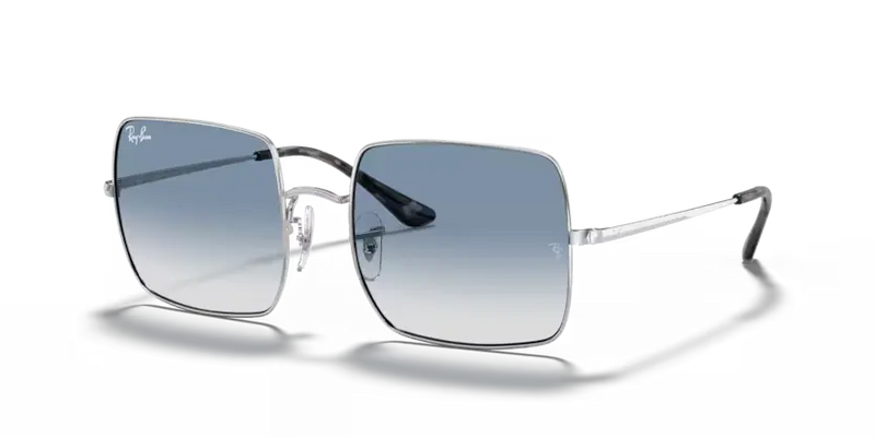Ray-Ban Square Sunglasses Silver with Clear Gradient Blue Lens RB1971 91493F