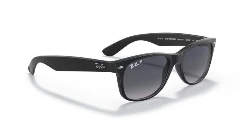 Ray-Ban New Wayfarer Sunglasses Matte Black Blue Frame RB2132 601S78