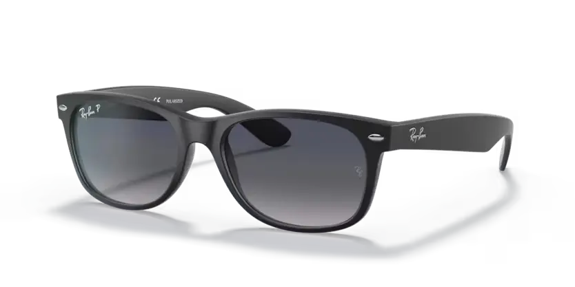 Ray-Ban New Wayfarer Sunglasses Matte Black Blue Frame RB2132 601S78
