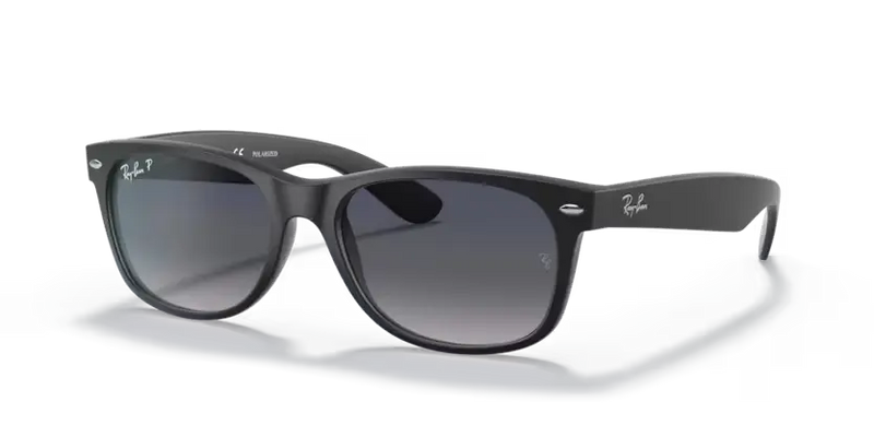 Ray-Ban New Wayfarer Sunglasses Matte Black Blue Frame RB2132 601S78