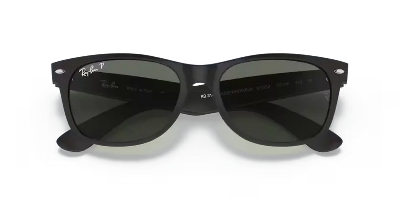 Ray-Ban New Wayfarer Sunglasses Rubber Black Frame Polarised RB2132 622/58