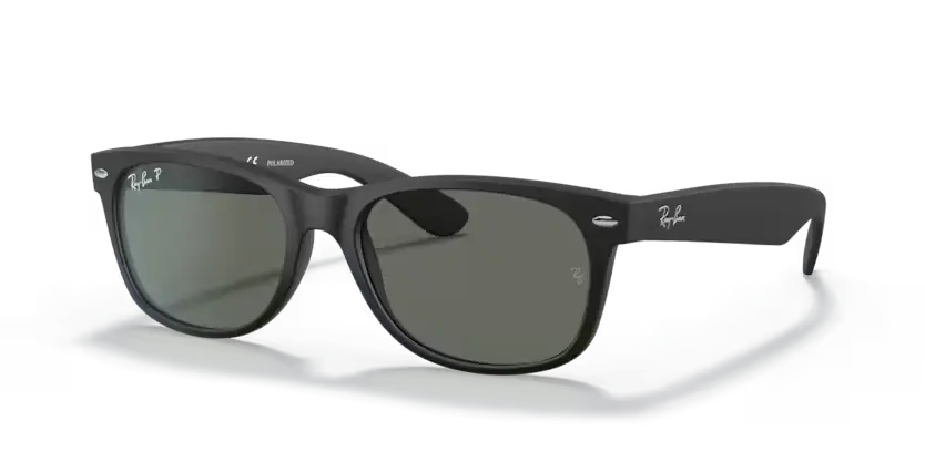 Ray-Ban New Wayfarer Sunglasses Rubber Black Frame Polarised RB2132 622/58