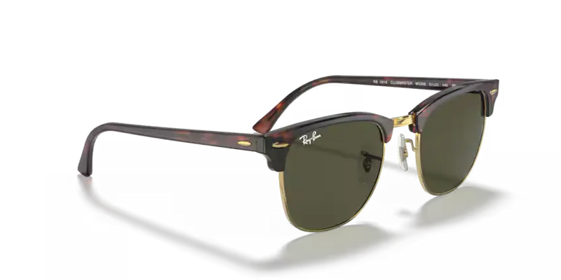 Ray-Ban Clubmaster Sunglasses Tortoise Frame Green Lens RB3016 W0366