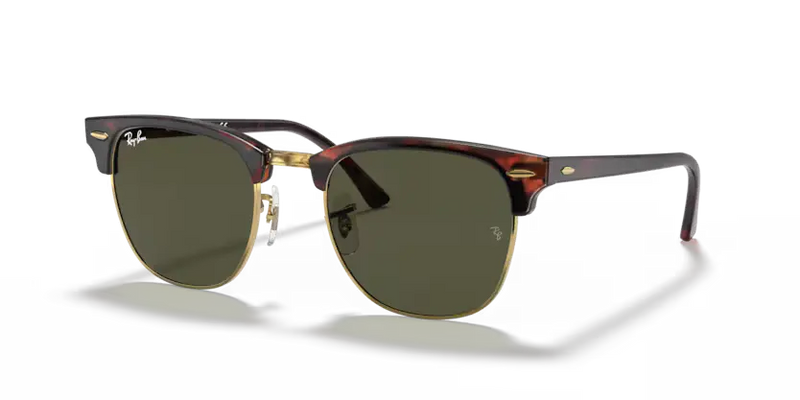 Ray-Ban Clubmaster Sunglasses Tortoise Frame Green Lens RB3016 W0366