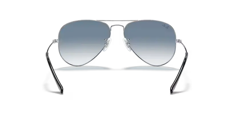 Ray-Ban Aviator Sunglasses Silver Frame Clear Gradient Blue Lens RB3025 003/3F