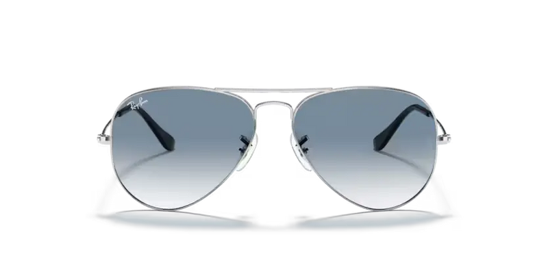 Ray-Ban Aviator Sunglasses Silver Frame Clear Gradient Blue Lens RB3025 003/3F