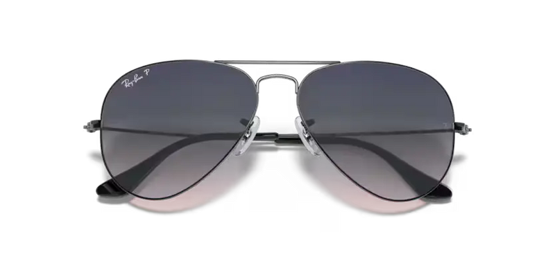Ray-Ban Aviator Sunglasses Gunmetal Frame Blue/Grey Lens RB3025 004/78