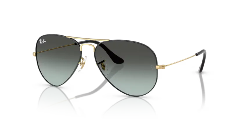 Ray-Ban Aviator Sunglasses Black Arista Frame Blue Vintage Lens RB3025 9271GK