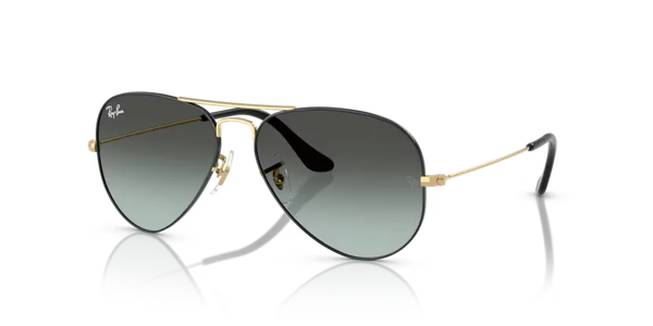 Ray-Ban Aviator Sunglasses Black Arista Frame Blue Vintage Lens RB3025 9271GK