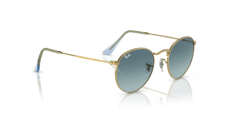 Ray-Ban Round Metal Sunglasses Gold Frame Blue Lens RB3447 001/3M