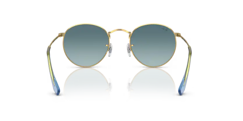 Ray-Ban Round Metal Sunglasses Gold Frame Blue Lens RB3447 001/3M