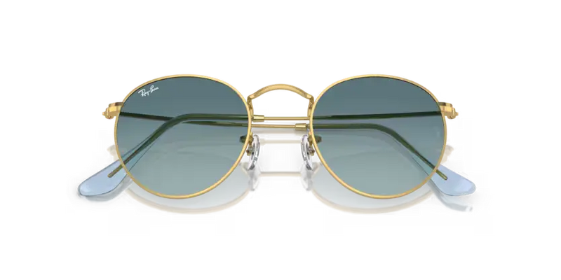 Ray-Ban Round Metal Sunglasses Gold Frame Blue Lens RB3447 001/3M