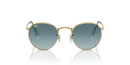 Ray-Ban Round Metal Sunglasses Gold Frame Blue Lens RB3447 001/3M