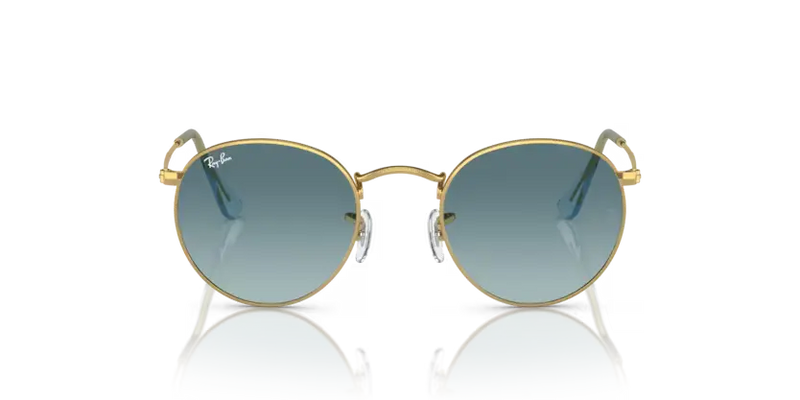 Ray-Ban Round Metal Sunglasses Gold Frame Blue Lens RB3447 001/3M