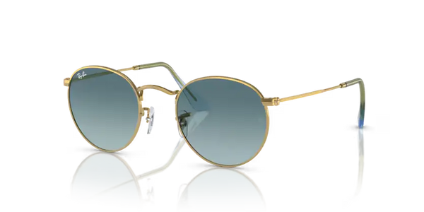 Ray-Ban Round Metal Sunglasses Gold Frame Blue Lens RB3447 001/3M