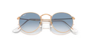 Ray-Ban Round Metal Sunglasses Rose Gold Frame Blue Lens RB3447 92023F