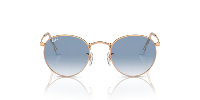 Ray-Ban Round Metal Sunglasses Rose Gold Frame Blue Lens RB3447 92023F