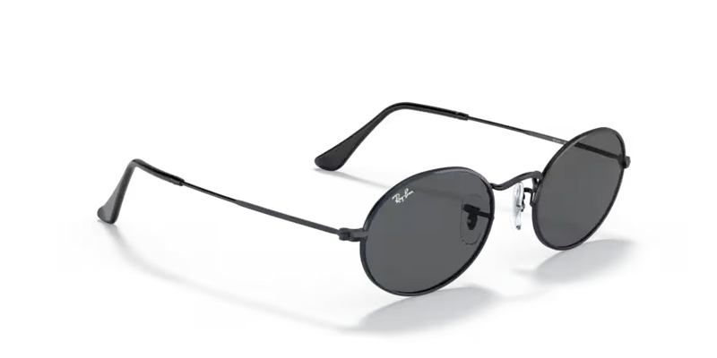 Ray-Ban Oval Sunglasses Black Frame Grey Lens RB3547 002/B1