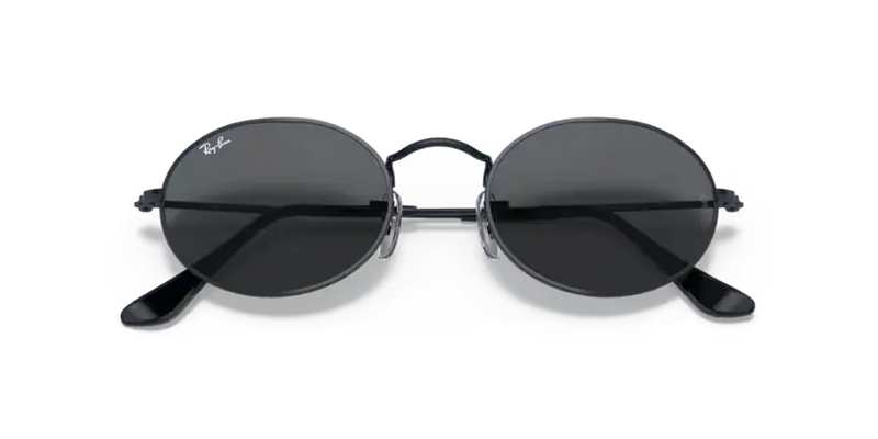 Ray-Ban Oval Sunglasses Black Frame Grey Lens RB3547 002/B1