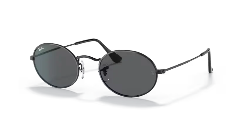 Ray-Ban Oval Sunglasses Black Frame Grey Lens RB3547 002/B1