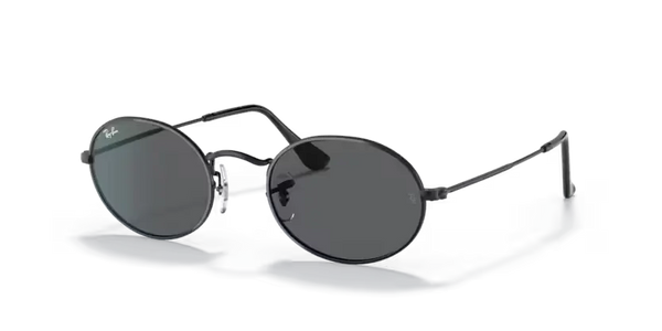 Ray-Ban Oval Sunglasses Black Frame Grey Lens RB3547 002/B1