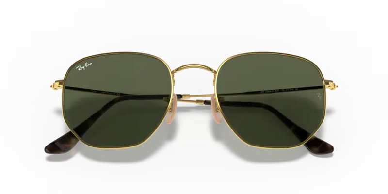Ray-Ban Hexagonal Sunglasses Arista Frame Green Lens RB3548N 001