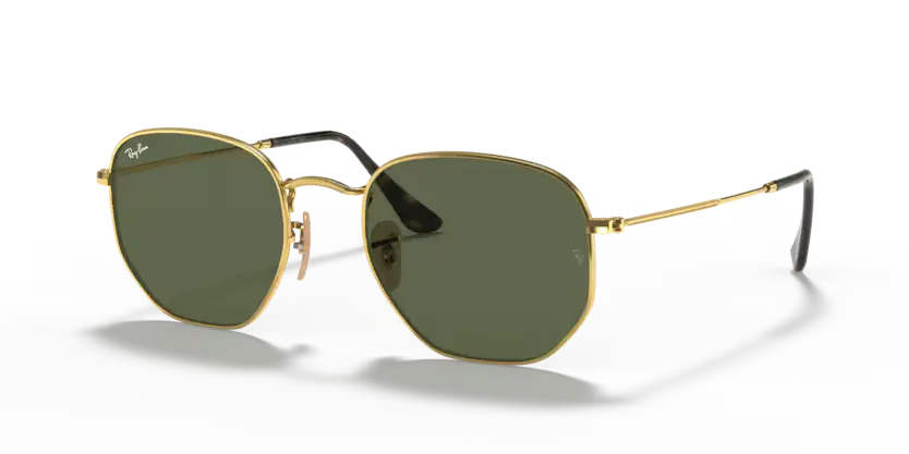 Ray-Ban Hexagonal Sunglasses Arista Frame Green Lens RB3548N 001