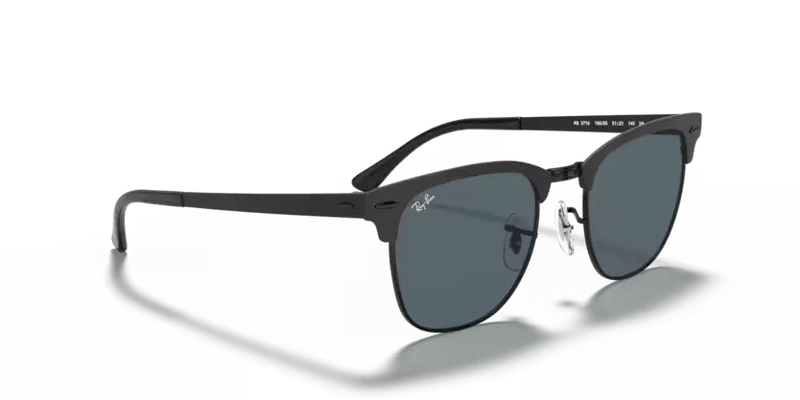 Ray-Ban Clubmaster Metal Sunglasses Black Frame Blue Lens RB3716 186/R5