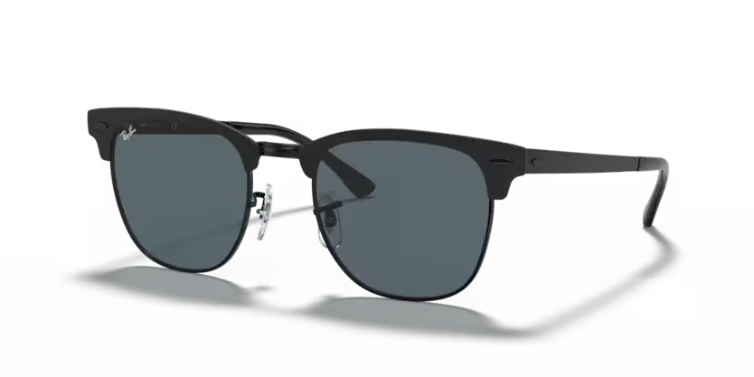 Ray-Ban Clubmaster Metal Sunglasses Black Frame Blue Lens RB3716 186/R5