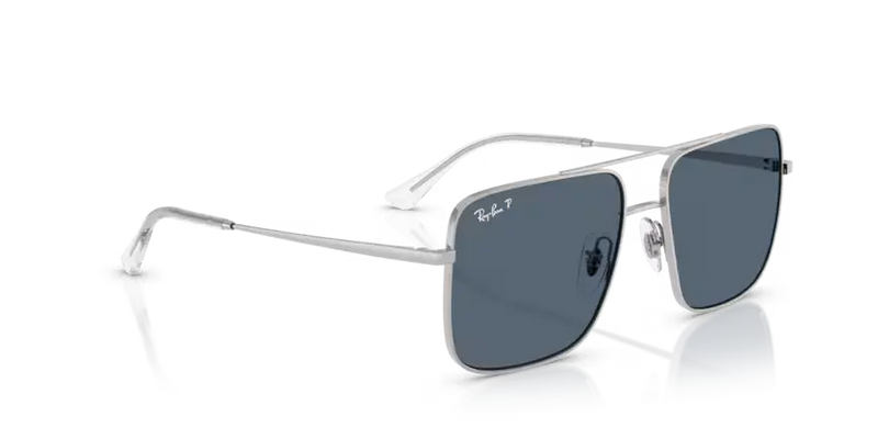 Ray-Ban Ari Sunglasses Square Silver with Blue Lens Polarised RB3758 003/2V