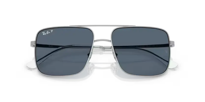 Ray-Ban Ari Sunglasses Square Silver with Blue Lens Polarised RB3758 003/2V