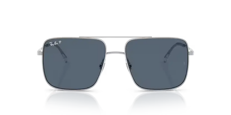 Ray-Ban Ari Sunglasses Square Silver with Blue Lens Polarised RB3758 003/2V