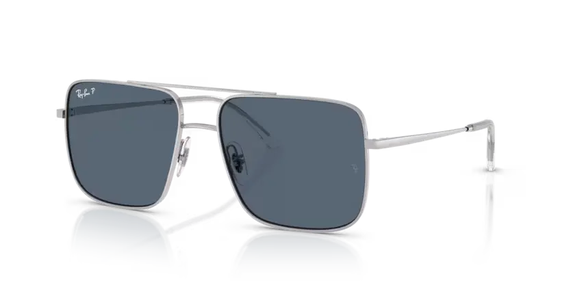 Ray-Ban Ari Sunglasses Square Silver with Blue Lens Polarised RB3758 003/2V