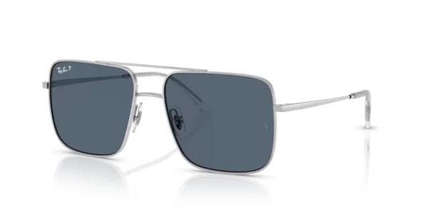 Ray-Ban Ari Sunglasses Square Silver with Blue Lens Polarised RB3758 003/2V