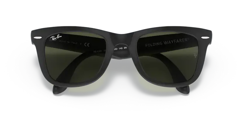Ray-Ban Folding Wayfarer Sunglasses Matte Black Frame Green Lens RB4105 601S