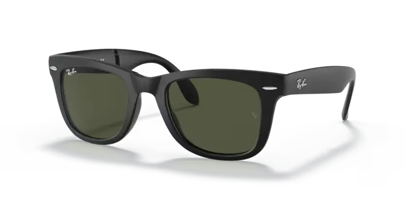 Ray-Ban Folding Wayfarer Sunglasses Matte Black Frame Green Lens RB4105 601S
