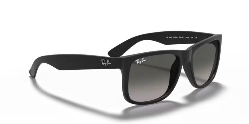 Ray-Ban Justin Sunglasses Rubber Black Frame Gradient Grey Lens RB4165 601/8G