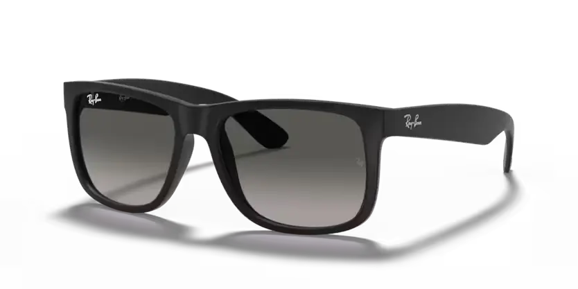 Ray-Ban Justin Sunglasses Rubber Black Frame Gradient Grey Lens RB4165 601/8G
