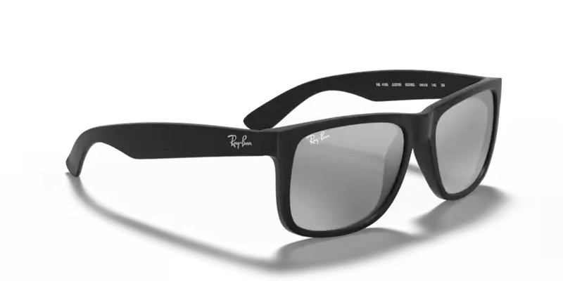Ray-Ban Justin Sunglasses Rubber Black Frame Grey Mirror Lens RB4165 622/6G