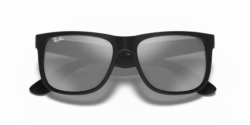 Ray-Ban Justin Sunglasses Rubber Black Frame Grey Mirror Lens RB4165 622/6G