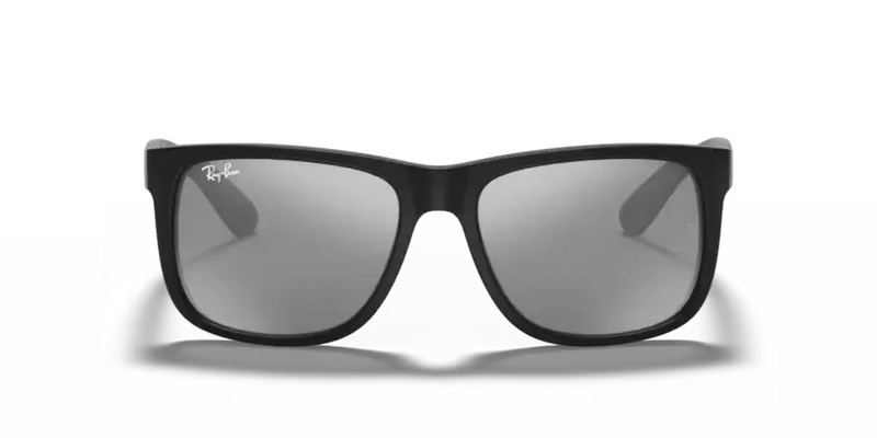 Ray-Ban Justin Sunglasses Rubber Black Frame Grey Mirror Lens RB4165 622/6G