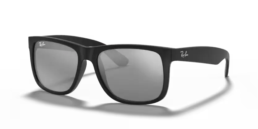Ray-Ban Justin Sunglasses Rubber Black Frame Grey Mirror Lens RB4165 622/6G