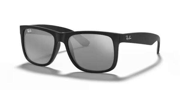 Ray-Ban Justin Sunglasses Rubber Black Frame Grey Mirror Lens RB4165 622/6G