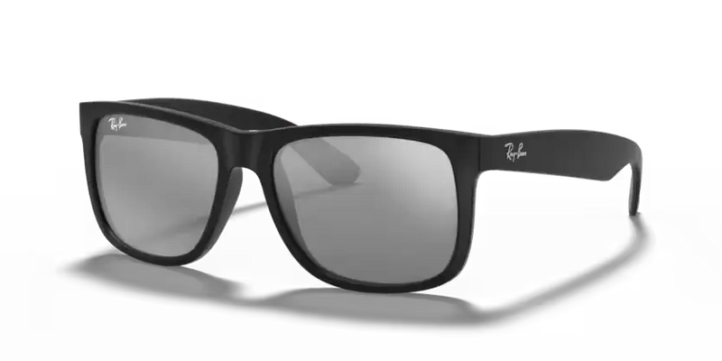 Ray-Ban Justin Sunglasses Rubber Black Frame Grey Mirror Lens RB4165 622/6G