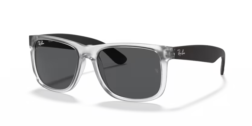 Ray-Ban Justin Sunglasses Rubber Transparent Frame Dark Grey Lens RB4165 651287