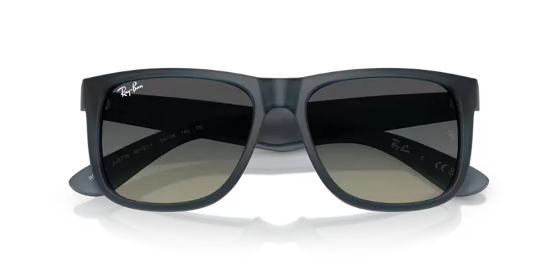 Ray-Ban Justin Sunglasses Rubber Blue Frame Gradient Grey Lens RB4165 681311