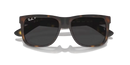 Ray-Ban Justin Sunglasses Rubber Havana Frame Dark Grey Polar Lens RB4165 865/87