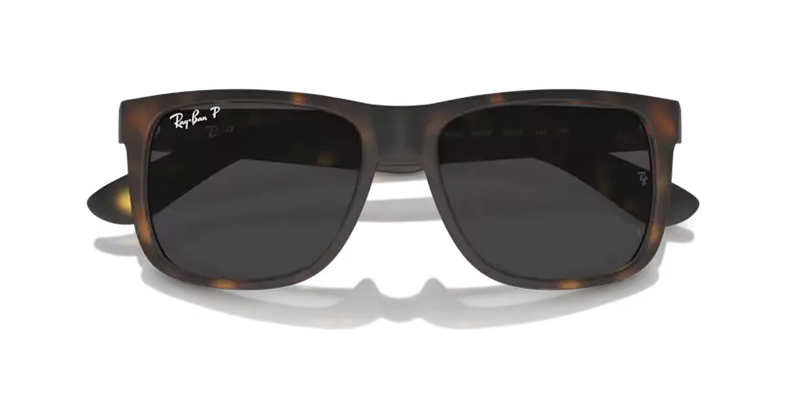 Ray-Ban Justin Sunglasses Rubber Havana Frame Dark Grey Polar Lens RB4165 865/87